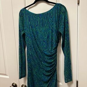 RHODE Vibrant Green and Blue Long Sleeve Dress